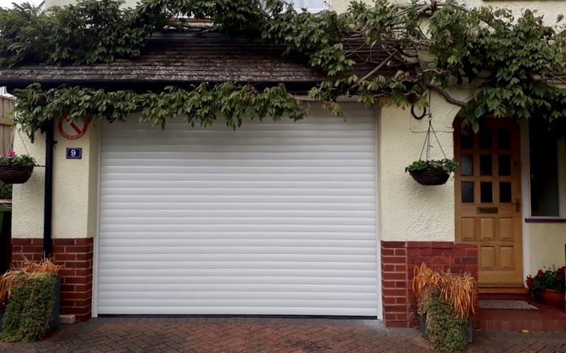 decorative white roller garage door