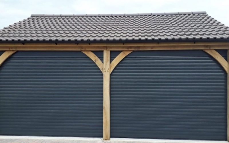 double navy blue roller garage doors
